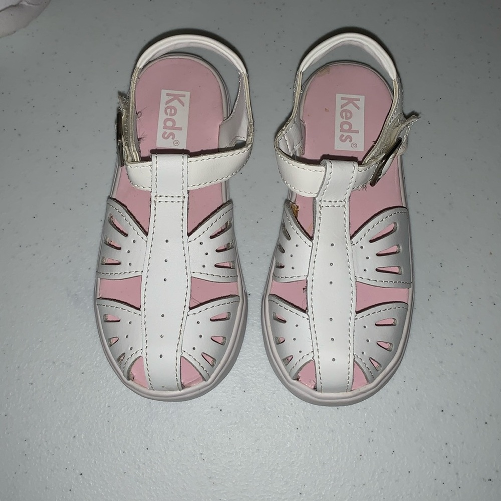 Keds Kids White and Pink Sandals